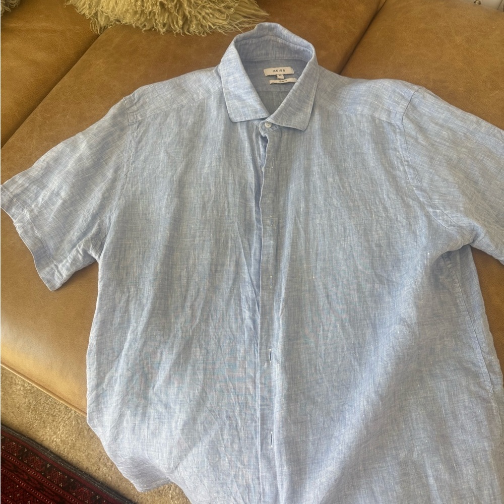 Reiss Sky Blue Linen Men's Shirt